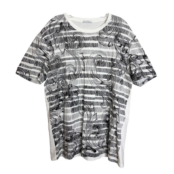 Versace Other - Versace Collection T Shirt Mens XXL Black White Fleur De Lis Cotton Tee